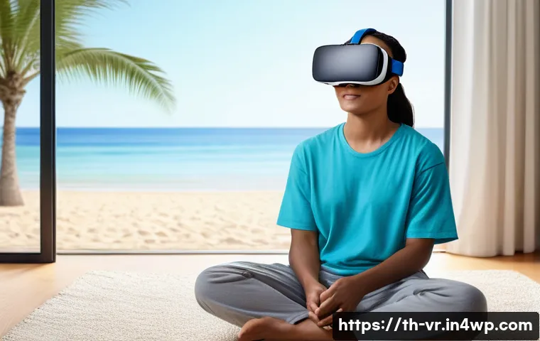 VR 심리치료의 효과적인 모바일 플랫폼 - "A serene and uplifting image of a young adult, approximately 25-30 years old, with a calm expressio...