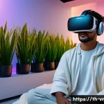 가상현실 환경에서의 심리적 안전 보장 대책 - A serene virtual reality meditation room designed with soft pastel colors and ambient natural lighti...