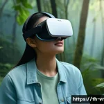 VR 치료에서의 정서적 지지 시스템 구축 - A serene virtual reality environment depicting a lush Thai forest with soft warm lighting in pastel ...