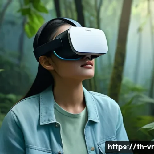 VR 치료에서의 정서적 지지 시스템 구축 - A serene virtual reality environment depicting a lush Thai forest with soft warm lighting in pastel ...