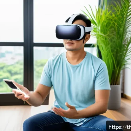 VR 심리치료 관련 FAQ - A modern mental health therapy room in Bangkok featuring a Thai adult patient wearing casual clothes...