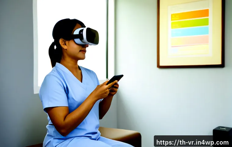 Home 17 가상현실 치료 사용자의 피드백 분석 - Photorealistic Thai mental health clinic, middle-aged Thai woman seated comfortably wearing a modern...